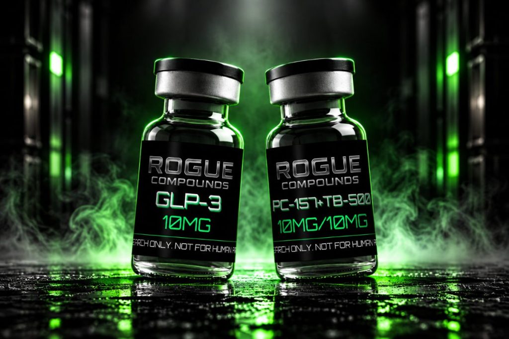 GLP-3 RT and BPC-157 + TB-500 vials | Rogue Compounds