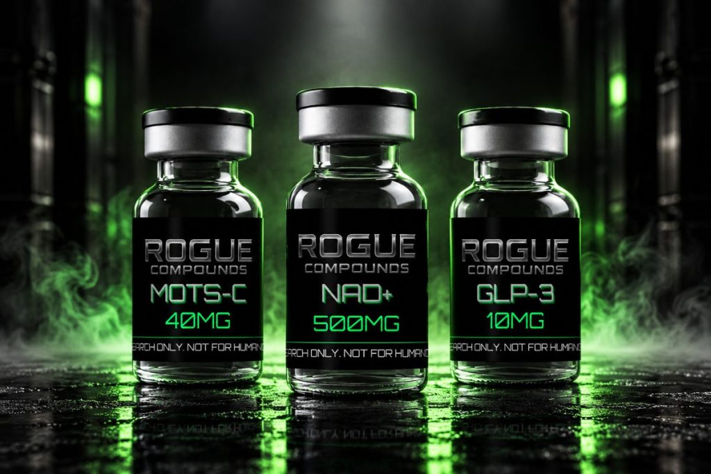 GLP-3 RT, MOTS-c and NAD+ vials | Rogue Compounds